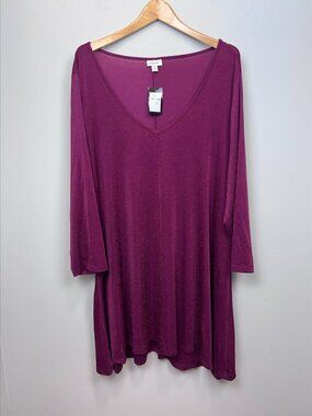 NWT Avenue Metallic Shiraz Tunic Top 26/28 Plus Size Sparkle V Neck